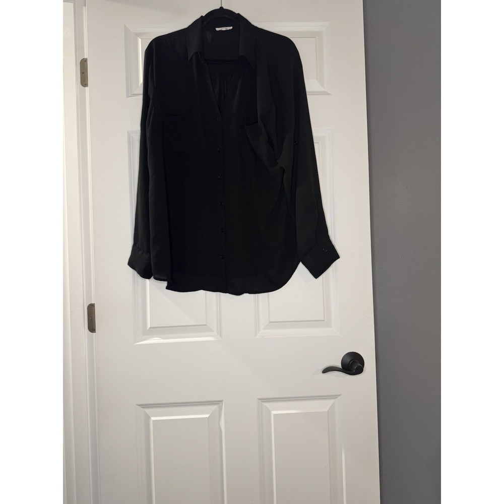 Maurices Long Sleeve Sheer Button Up Xxl Black